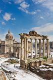 The Temple of Saturn and the other monuments of the Roman Forum.