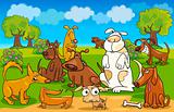 Cartoon dogs on the meadow