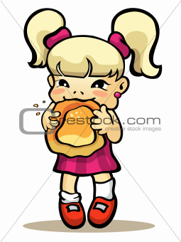 Girl eating bun
