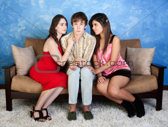 Nervous Teen with Girls