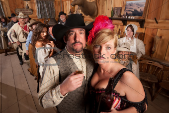 Cowboy and Showgirl Drinking