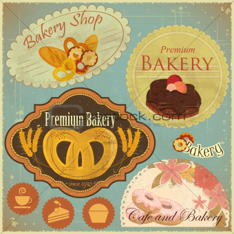 Set of Vintage Bakery and Cafe Labels