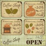 Grunge coffee labels in Retro style