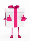 pink white gift box figure