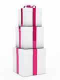 gift boxes pink white stack