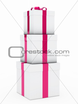 gift boxes pink white stack