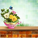 Flowerpot with roses
