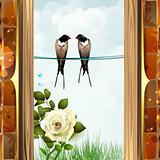 Two swallows in the garden