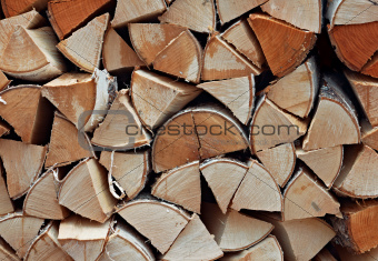 Stack of birch firewood
