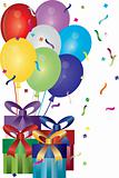Happy Birthday Presents and Balloons Illustration