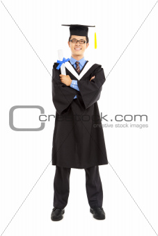 Full length of   happy graduating student