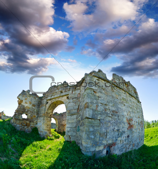 The ruins of an abandoned Pnivsky castle in Ukraine