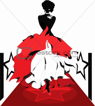Woman silhouette on a red carpet. Isabelle series