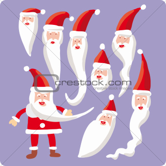 Eight Santa heads and one body