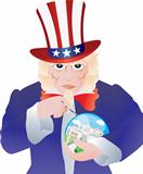 Uncle Sam Bursting the Real Estate Bubble Illustration
