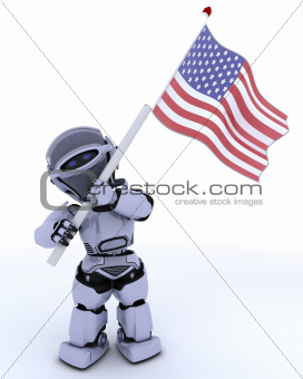 robot with american flag