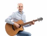 Young happy man with guitar