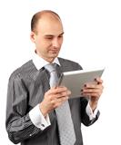 Handsome smiling man with tablet computer