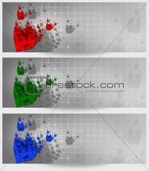 Abstract 3D Multicolor Banner set