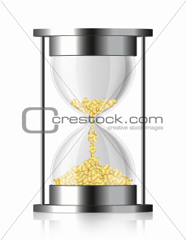 Coins falling in the hourglass.