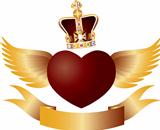 Flying Heart with Crown Jewels Illustration
