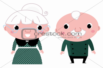 Cute elderly couple: grandmother and grandfather