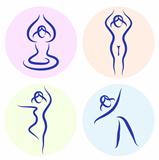 Yoga line silhouette set isolated on white