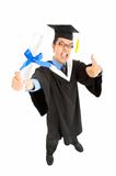 excited graduating student  with thumbs up