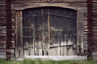 Ancient black wooden door