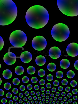 Rising Green and Blue Bubbles