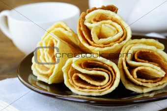 dessert waffles on brown plate