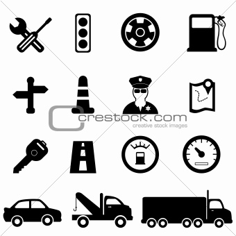 Driving and traffic icons