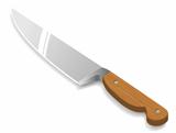 Vector illustration of a kitchen knife on the isolated white background