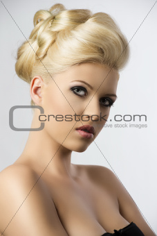 blonde hair style, the girl head is folded