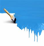 Paintbrush painting dripping blue