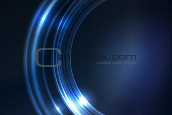 Blue glowing frame of round ring segments