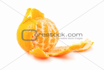 Peeled ripe tangerine