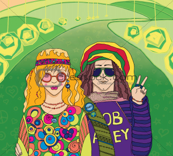 Two Young Hippies.