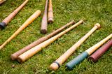 Vintage Baseball Bats Scattered on the Ground