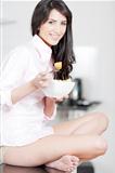 Young woman enjoying breakfast