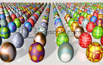 Rows of Easter eggs