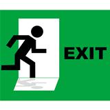 Green emergency exit sign icon