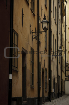 Dark alley in Stockholm old town