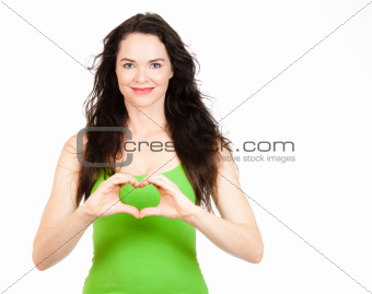 Young woman symboling love