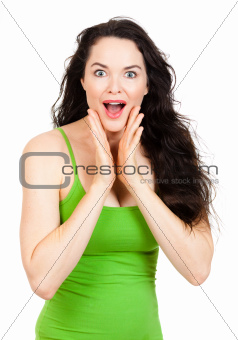 Surprised young beautiful woman