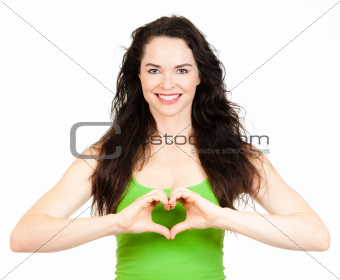 Beutiful woman symboling love heart