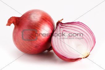 Red onion isolated on white.