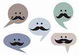 speech bubble faces with moustache, vector 