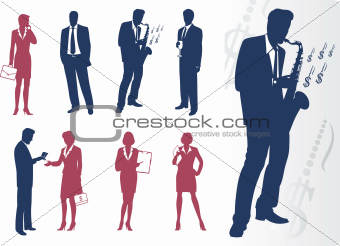 Businessmen and businesswomen silhouettes