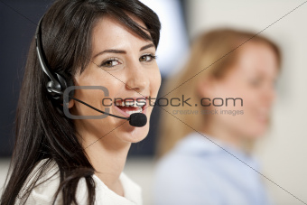 Women in a busy call center